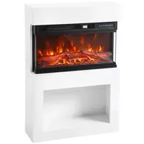 Elektrinis židinys su 3D liepsnos efektu, montuojamas prie sienos arba pastatomas, 64 cm, baltas
