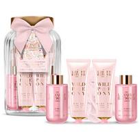 Peony & Peach Gift Set in Glass ( Pivoňka, Broskev & Malina ) - Dárková sada péče ve skleněné dóze ( 5 ks )