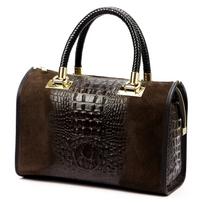Luka 25-088 CROCO tamsiai ruda odinė rankinė