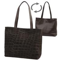 Luka 26-158 CROCO DOUBLE tamsiai ruda odinė rankinė