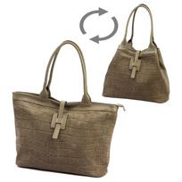 Luka 25-007 CROCO 2w1 tamsi taupe odinė rankinė