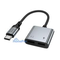 Adapter AUX USB C to 2x USB C max 10W Hoco UPA34A UPA34A gray