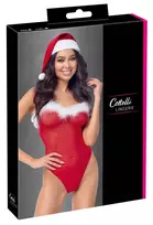 Cottelli X-Mas apatinio trikotažo komplektas su bodžiu ir kepure, raudonas, S/M
