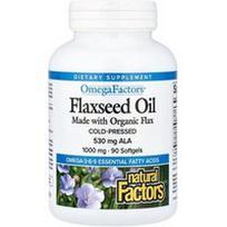 Natural Factors, OmegaFactors®, linų sėmenų aliejus, 90 minkštųjų kapsulių