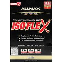 ALLMAX, ISOFLEX®, grynas išrūgų baltymų izoliatas, vanilės skonio, 10 pakelių po 30 g