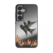 Fire Is Catching - Samsung Galaxy S25 Case, Elite Mirror Dark (Magnetic) / Silver