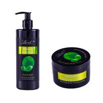 Drėkinamasis dušo gelis ir kūno kremas Relaxing Lime & Basil, rinkinys