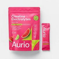 Aurio Food Supplement Creatine + Electrolytes Maisto papildas kreatinas su elektrolitais Arbūzų ir žaliųjų citrinų skonio 25 pakeliai x 10 g