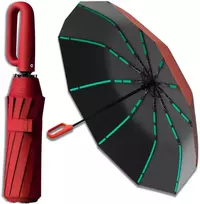 Skėtis raudonas automatinis ANTI-UV sulankstomas