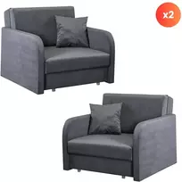 Fotelis Mebel Elite Foteliai-lovos VERO, 2 vnt., pilki