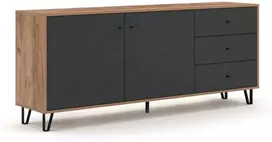 Mebel Elite Komoda BACARDI, 183 cm, ąžuolo „Craft Tobacco“ ir grafito spalvų