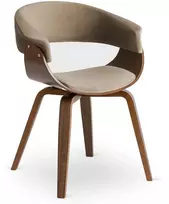 Fotelis Mebel Elite Kėdė su porankiais, smėlio spalvos, riešuto spalvos korpusas