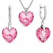 Diamond Sky Jewelry Sidabrinis papuošalų rinkinys moterims DiamondSky „Romantic Heart III R (Rose)“ su Swarovski kristalais