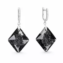 Diamond Sky Jewelry Sidabriniai auskarai moterims DiamondSky „Growing Crystal (Sidabrinis Night)“ su Swarovski kristalais