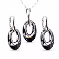 Diamond Sky Jewelry Sidabrinis papuošalų rinkinys moterims DiamondSky „Helios (Sidabrinis Night)“ su Swarovski kristalais