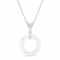 Diamond Sky Jewelry Kaklo papuošalas moterims DiamondSky „Cosmic Ring (Baltas Opal)“ su Swarovski kristalais