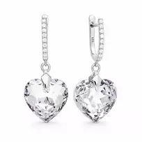 Diamond Sky Jewelry Sidabriniai auskarai moterims DiamondSky „Romantic Heart III R“ su Swarovski kristalais