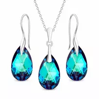 Diamond Sky Jewelry Sidabrinis papuošalų rinkinys moterims DiamondSky „Baroque (Bermuda Mėlyna)“ su Swarovski kristalais