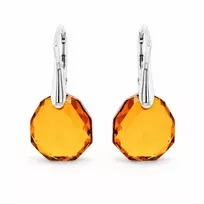 Diamond Sky Jewelry Sidabriniai auskarai „Frozen Edges (Light Amber)“ iš 925 prabos sidabro su Swarovski kristalais