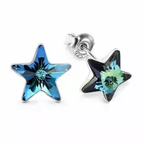 Diamond Sky Jewelry Vaikiški sidabriniai auskarai moterims DiamondSky „Žvaigždutė (Bermuda Mėlyna)„ su Swarovski kristalais
