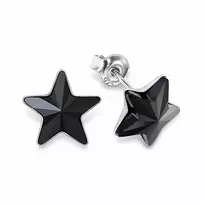 Diamond Sky Jewelry Sidabriniai auskarai „Star (Jet)“ su Swarovski® kristalais
