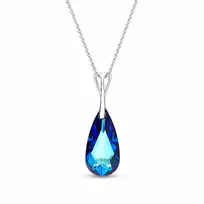 Diamond Sky Jewelry Sidabrinis kaklo papuošalas moterims DiamondSky „Rainbow Waterfall (Bermuda Mėlyna)“ su Swarovski kristalais