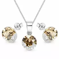Diamond Sky Jewelry Sidabrinis papuošalų rinkinys moterims DiamondSky „Classic (Golden Shadow)“ su Swarovski kristalais