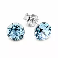 Diamond Sky Jewelry Sidabriniai auskarai moterims DiamondSky „Classic (Aquamarine Mėlyna)“ su Swarovski kristalais