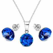 Diamond Sky Jewelry Sidabrinis papuošalų rinkinys moterims DiamondSky „Classic (Capri Mėlyna)“ su Swarovski kristalais