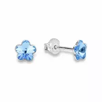 Diamond Sky Jewelry Sidabriniai auskarai moterims Diamond Sky „Sunny Flower II (Aquamarine)“ su Swarovski kristalais