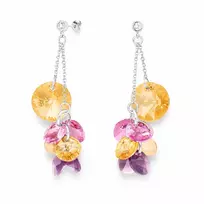 Diamond Sky Jewelry Sidabriniai auskarai moterims DiamondSky „Orchid (Golden Shadow / Iris)“ su Swarovski kristalais