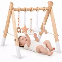 Jokomisiada Wooden Baby Gym with 5 Hanging Toys for Infants ZA6490