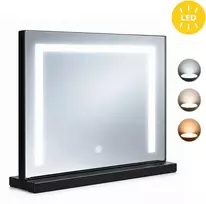 LED kosmetinis veidrodis 50×40 cm su apšvietimu, 3 spalvų režimai, juodas ModernHome