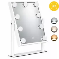 LED makiažo veidrodis 25×30 cm kosmetinis su apšvietimu 3 spalvų 9 lemputės ModernHome
