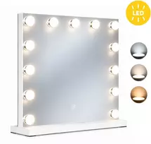 Ecotoys LED makiažo veidrodis 50×40 cm kosmetinis su apšvietimu 3 spalvos 13 lempučių ModernHome