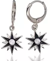 Sidabriniai auskarai anglišku užsegimu, Metalas: Sidabras, Praba: 925°, Akmuo: Cirkonai , Juvelyrinė emalė - 2.7 g. - 29 mm.