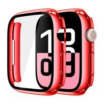 Ekrano apsauga Apple Watch dėklui 11 10 42mm 46mm Priedai Danga Kietas PC buferis + Grūdintas stiklas iWatch Series 11 Dangtelis 42mm Series 10 11 raudona