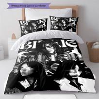 Billie Eilish Bedding Quilt Set Quilt Cover Pillowcase Home Decoration Birthday Gift (1 * duvet cover + 2 * pillowcase, without core) 135x200cm gray
