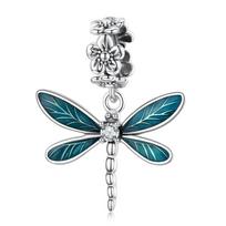 BAMOER 925 Sterling Silver Peach Pendant Bird Dragonfly Charms fit for Women Orginal Bracelet or Necklace Fine Jewelry Gift BSC521 gray