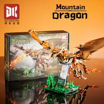 DK7055 Cool Mountain Dragon Building Block Figure 3D Model Assembled Bricks Toy For Kids Santa Gift 886pcs With Box white