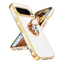 Prabangus dengtas žiedo laikiklio dėklas Google Pixel 9 10 Pro XL 8A 7A 7 8 9 Pro, skirtas magnetiniam laikikliui, silikoninis šarvuotas dangtelis For Google  8 beige