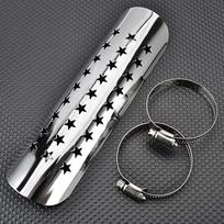 Motorcycle Exhaust Pipe Protector Heat Shield Cover Guard Muffler Pipe Anti-Scalding Cover Fit For Harley Honda Yamaha Custom F Chrome black