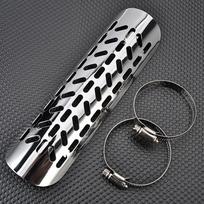Motorcycle Exhaust Pipe Protector Heat Shield Cover Guard Muffler Pipe Anti-Scalding Cover Fit For Harley Honda Yamaha Custom D Chrome black
