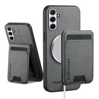 Piniginės kortelių laikiklio dėklas, skirtas Samsung Galaxy A17 A07 A56 A26 A36 A16 A55 A35 A25 A54, magnetinis dangtelis, odinis, Mag-safe, stovas, korpusas for Galaxy A24 4G pilka spalva