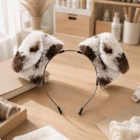 Handmade Soft Pet Ear Headband Floppy Dog Ears Lightweight for Cosplayers, Comic Brown White black