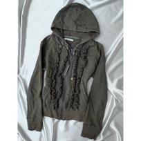 KOSY American Retro Hoodies Vintage Gray Military Green Distressed Long sleeved Coats Thin Jacket  Ruffled Edge Hoodies M armijos žalia spalva