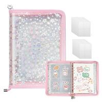 Large A5 size transparent sticker binder with star perfect for Features removable clear Ideal for and displaying Includes 20 transparent Pink pattern, rožinė