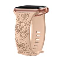 Strap For Apple Watch Band 44mm 40mm 41mm 42 45mm 49mm 46mm Floral Engraved bracelet correa iwatch series 10 9 SE 8 Ultra 2 3 11 42mm-S10 41 40 38mm beige