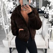 Luxurious Women's Teddy Bear Coat Jacket Winter Warm Hooded Fur Fluffy Outwear Overcoat 2XL tamsios kavos spalvos