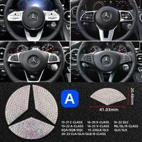 Automobilio vairo emblemos lipdukas Deimantiniai priedai Mercedes Benz AMG W205 W211 W212 W213 X253 W166 W167 W117 W247 W176 YX0 gray